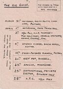 "Gig guide" listing[3]