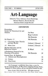Art-Language Vol. 1 No. 3 June 1970