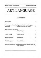 Art-Language New Series No. 3 September 1999